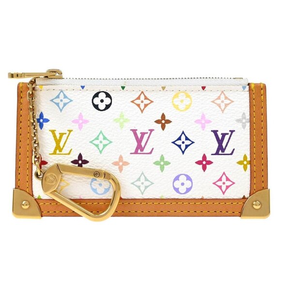 Louis Vuitton White Multicolor Pochette Cles Coin Purse M92655 CA0055 195303 - Picture 1 of 7